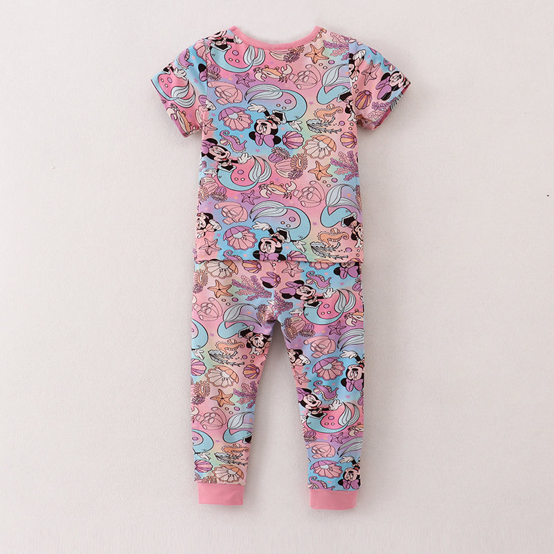 (In Stock A03-04-02)Bamboo Fabric Girls Summer Minne Mouse Pajamas