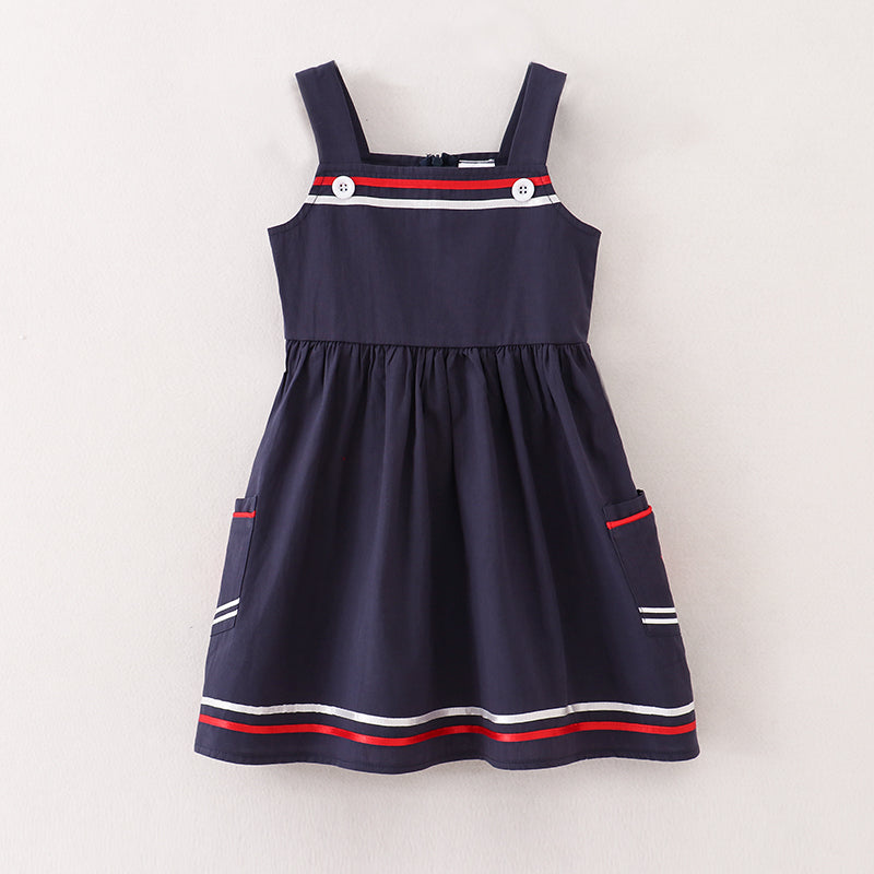 （In Stock）Girls Patriotic Print Cotton Slip Dress