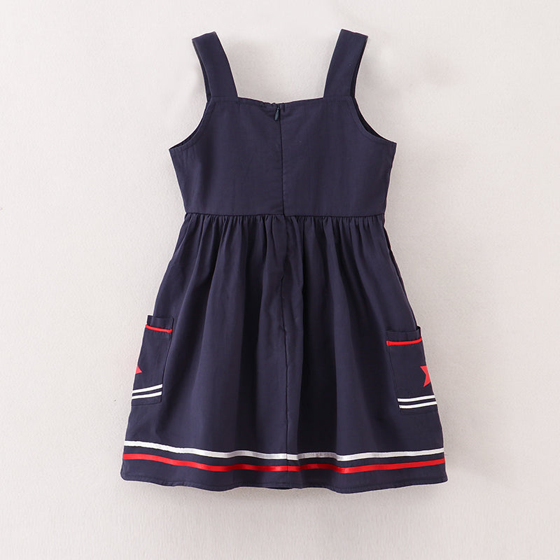 （In Stock）Girls Patriotic Print Cotton Slip Dress