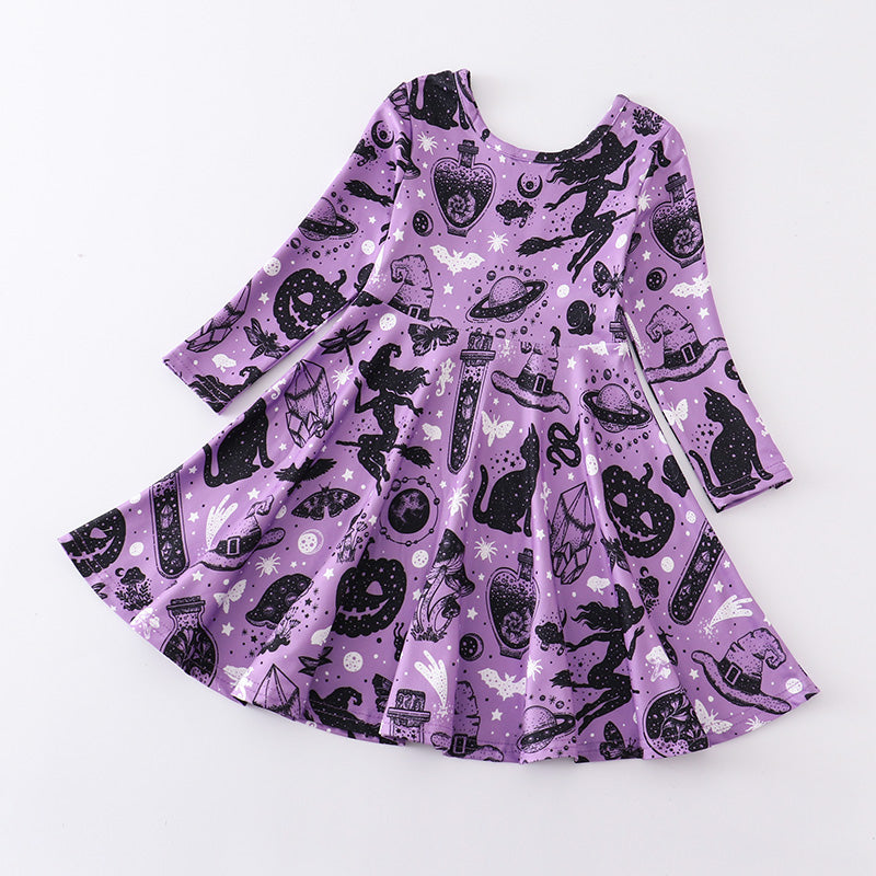 （In Stock E30-03-02）Girls Halloween Print Dress