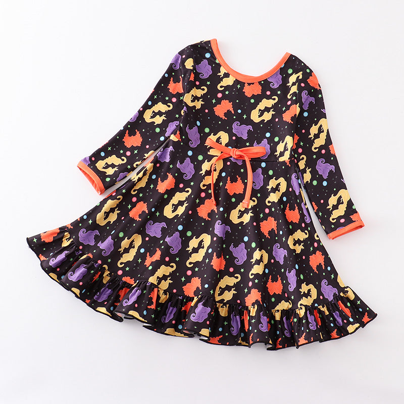 （In Stock E30-02-02）Girls Halloween Print Dress