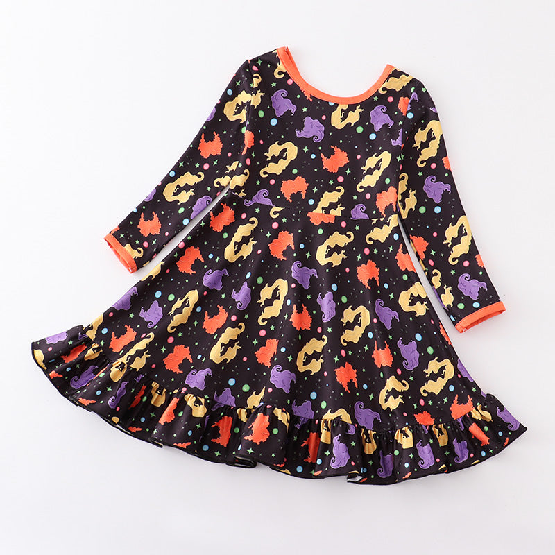 （In Stock E30-02-02）Girls Halloween Print Dress