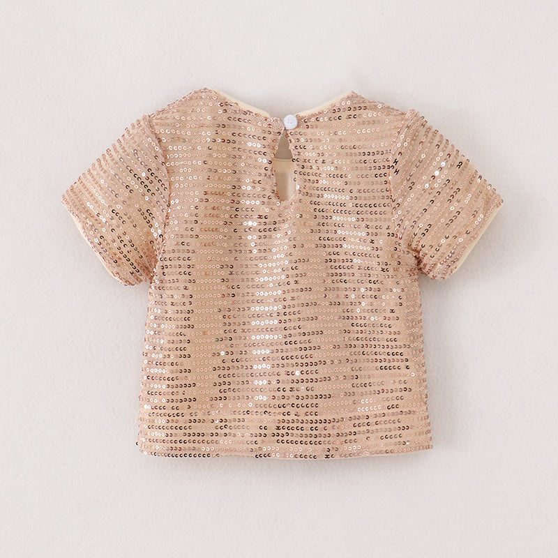 （In Stock A2-2-3）Girls Sequins Short Sleeve Top