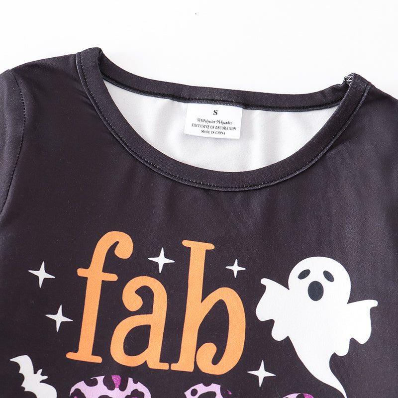 （In Stock E31-02-01）Girls Halloween Ghost Print Top