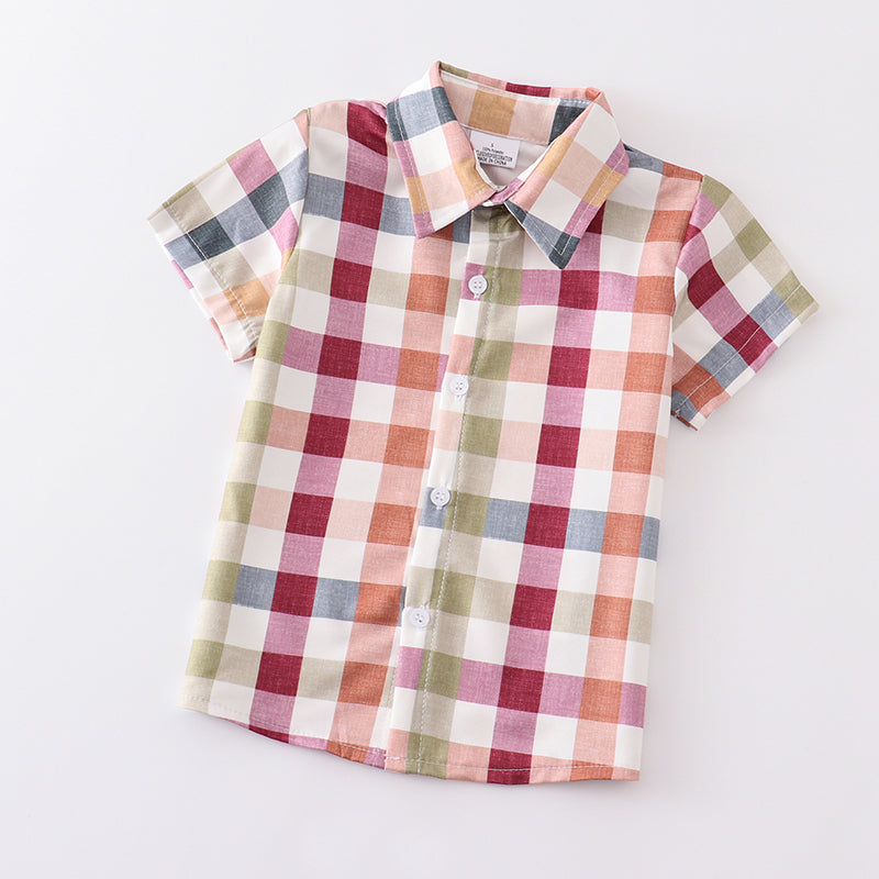 (Pre Order)Boy's Fall Plaid Button Shirt