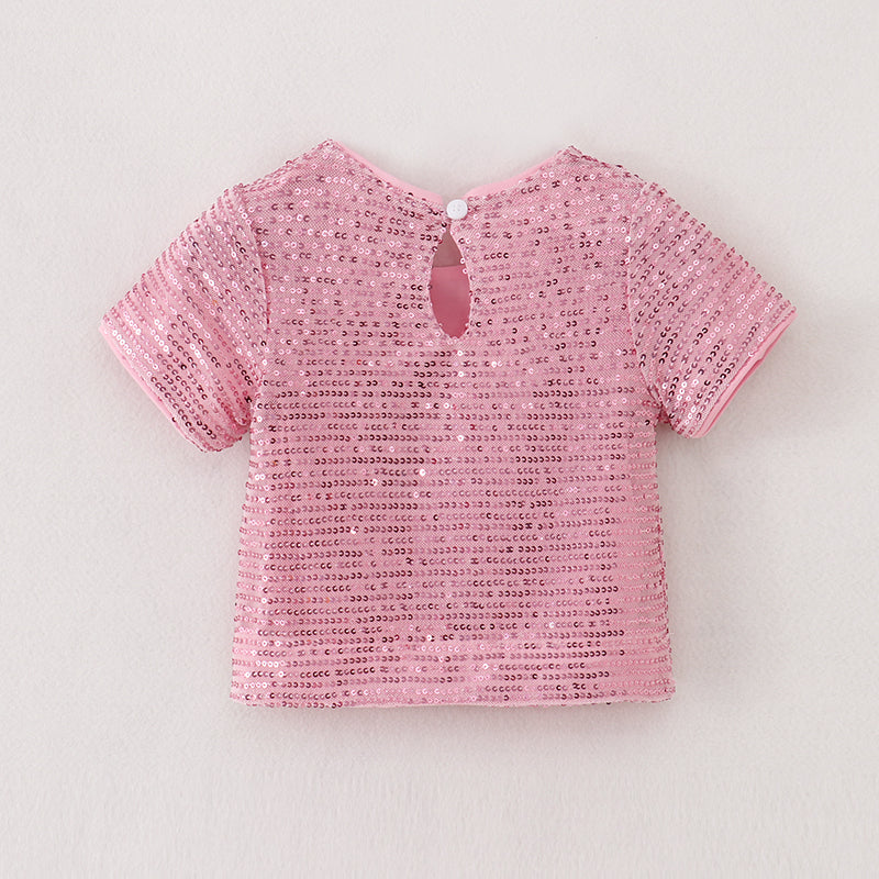 （In Stock A2-2-3）Girls Sequins Short Sleeve Top