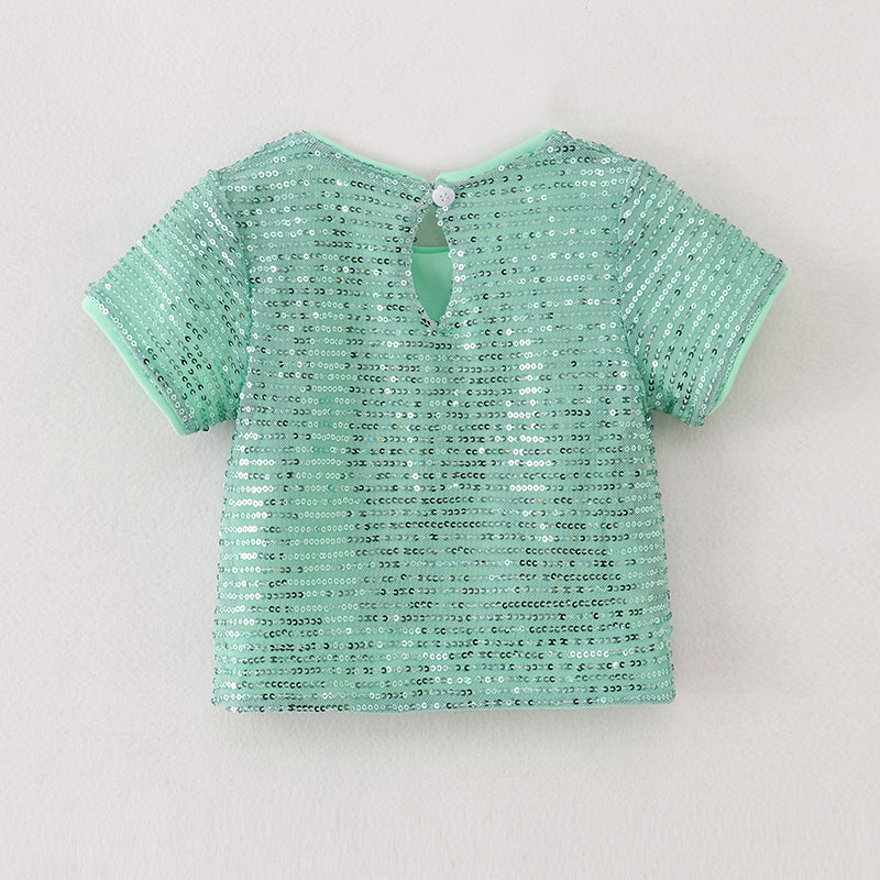 （In Stock A2-2-3）Girls Sequins Short Sleeve Top