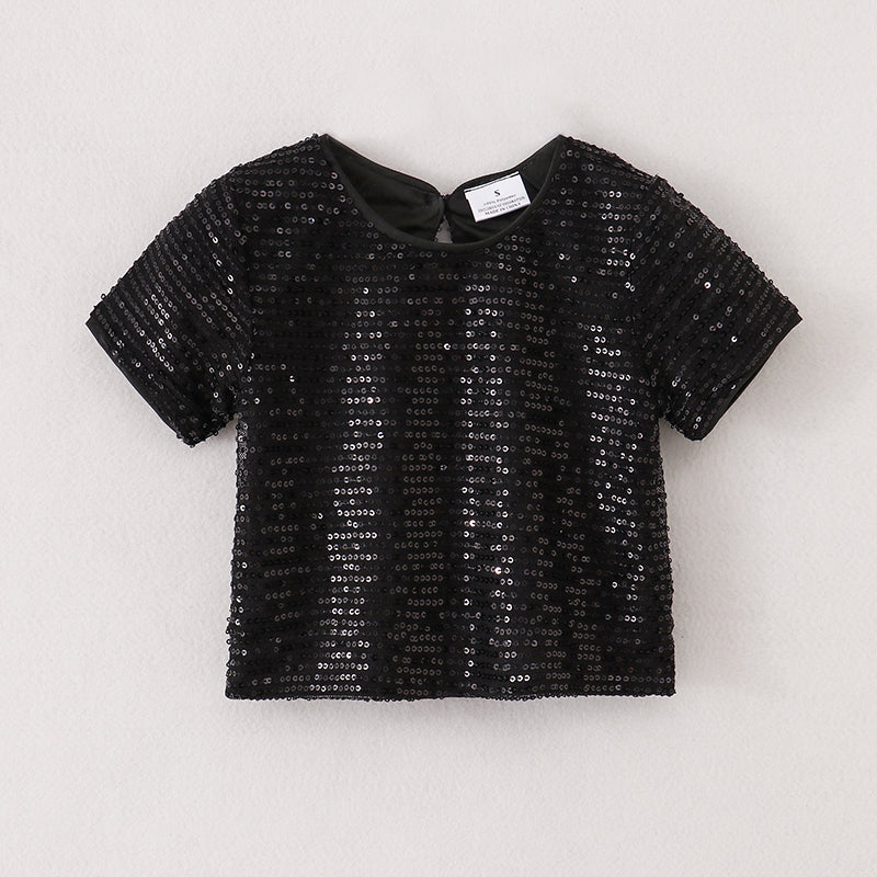 （In Stock A2-2-3）Girls Sequins Short Sleeve Top