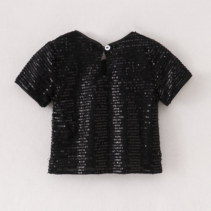 （In Stock A2-2-3）Girls Sequins Short Sleeve Top