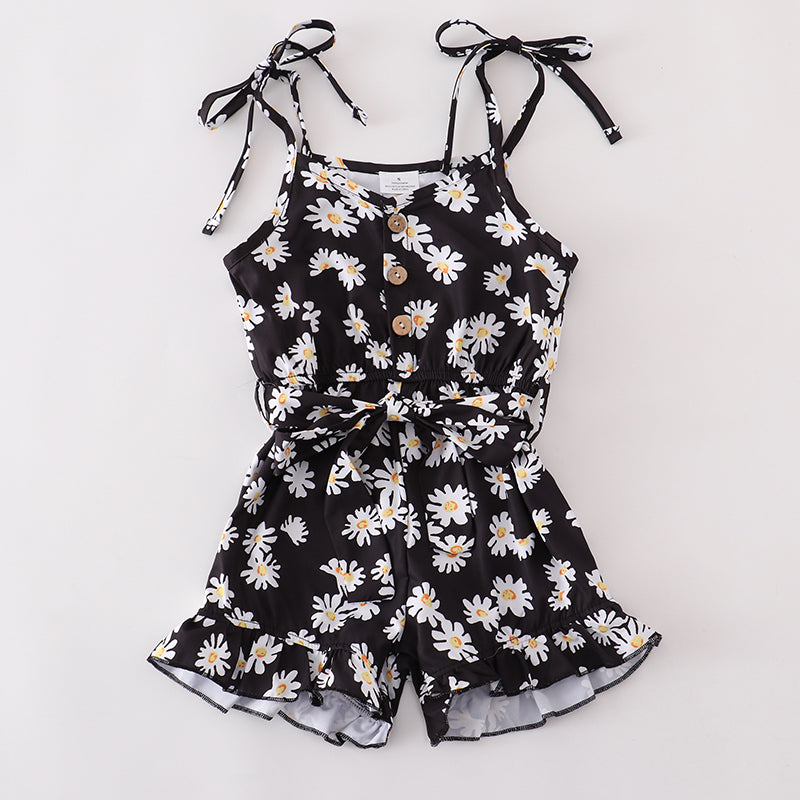 Girls Floral Print Strap Jumpsuit