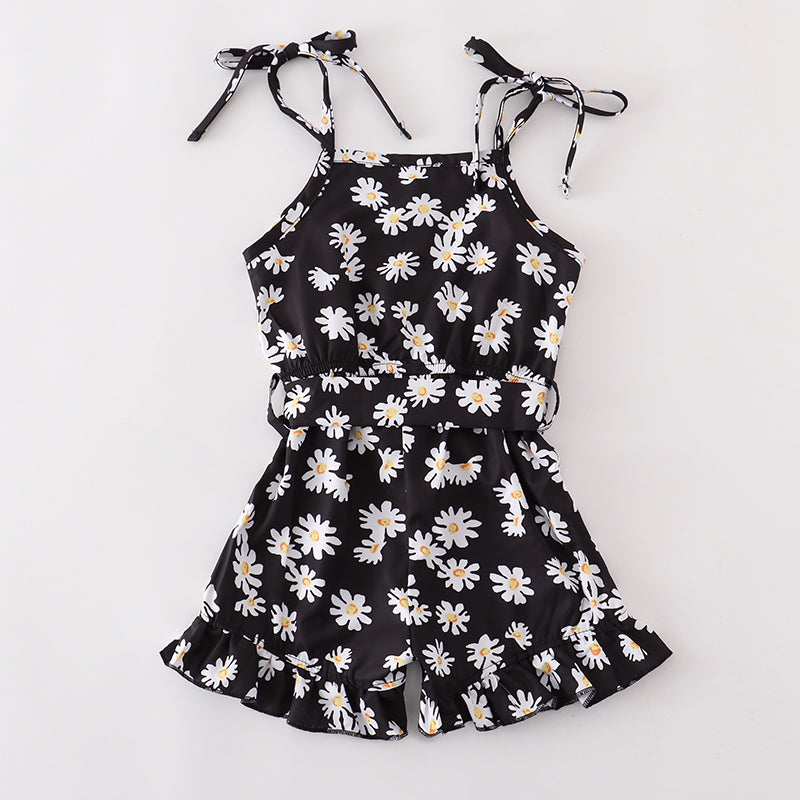 Girls Floral Print Strap Jumpsuit