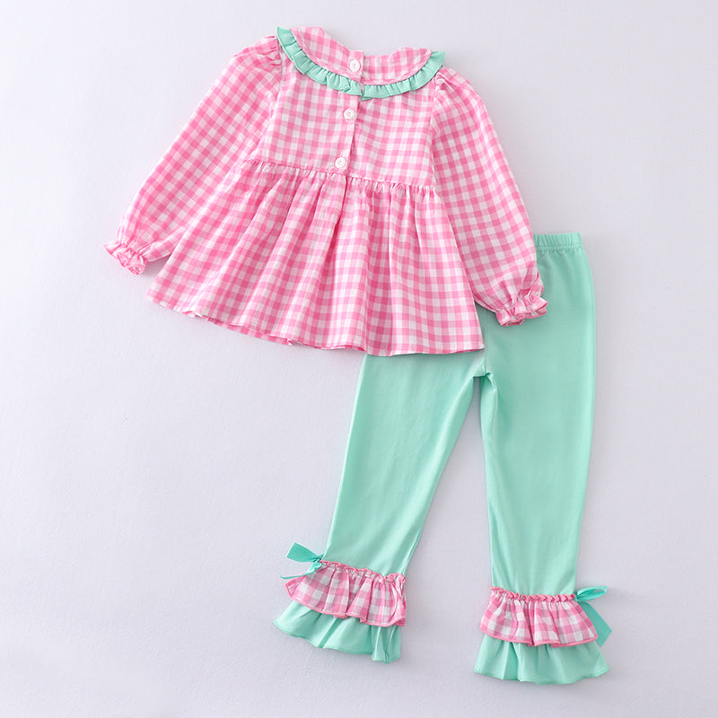 （In Stock L28-4-2）Girls Christmas Smocked Embroidery Outfit Set