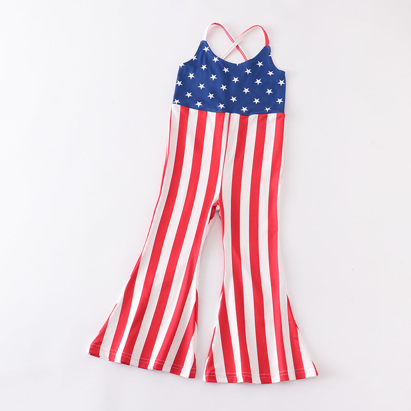 Girls Patriotic Stripe Jumpsuit