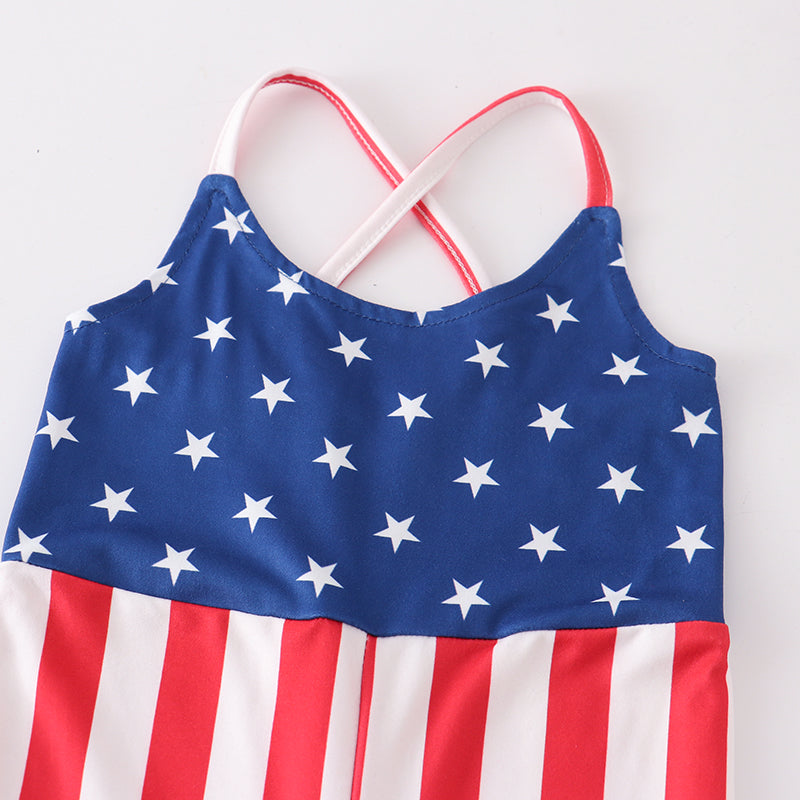 Girls Patriotic Stripe Jumpsuit