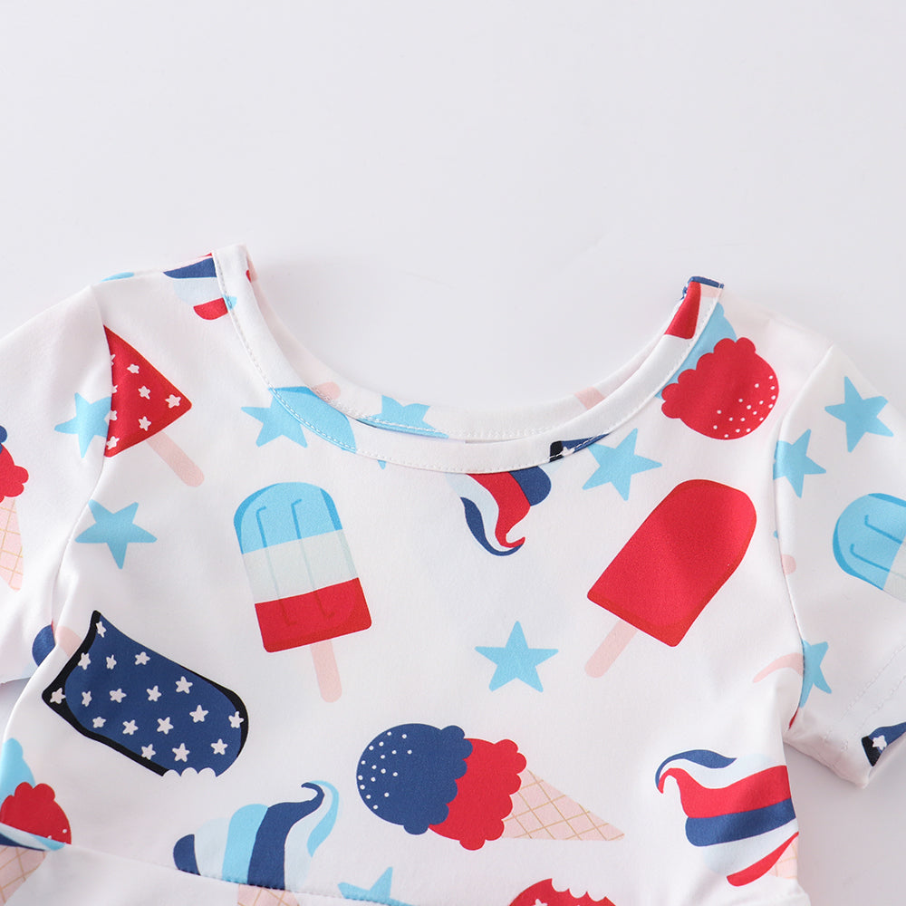 （Pre Order）Patriotic Popsicle Print Girls Dress