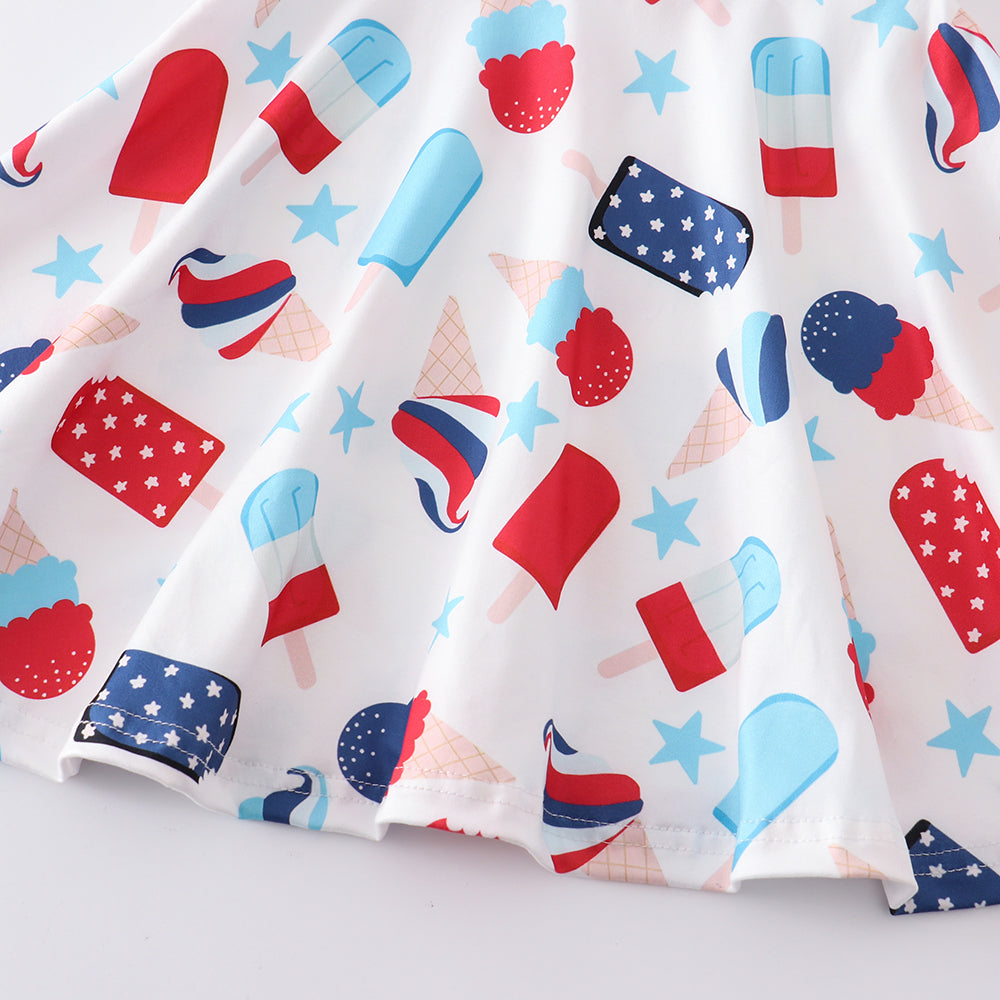 （Pre Order）Patriotic Popsicle Print Girls Dress