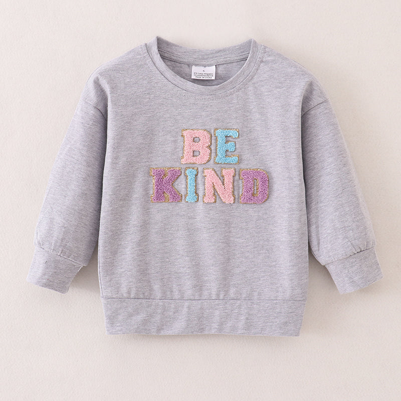 （In Stock A2-5-2）Mommy and Me BE KIND Chenille Patches Top