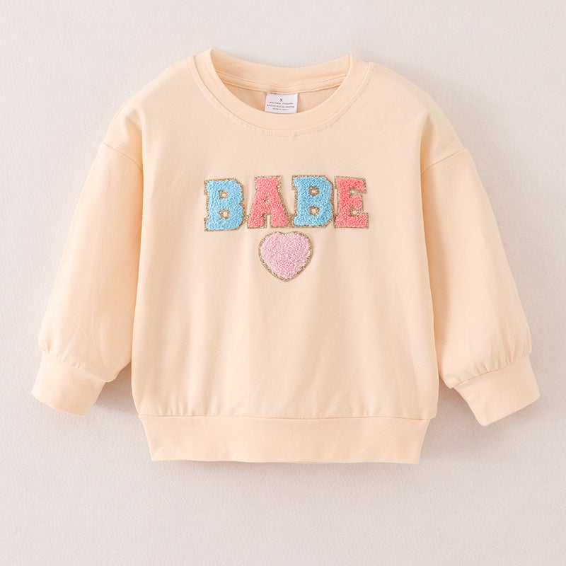 （In Stock A1-5-2）Mommy and Me BABE Chenille Patches Top