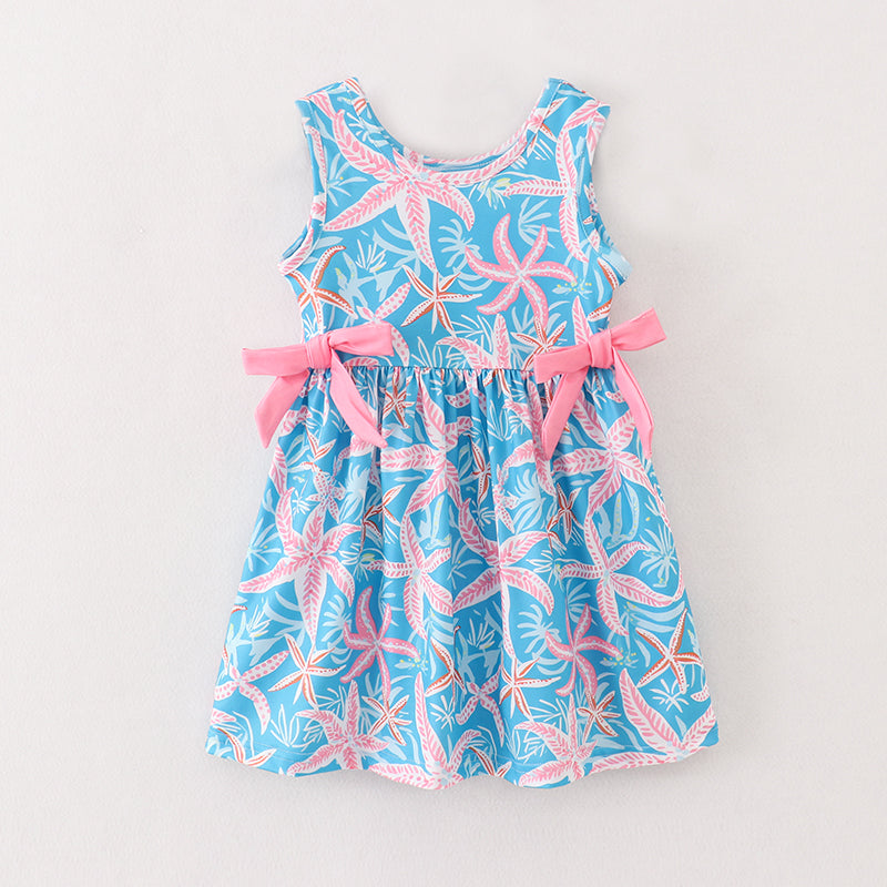 Blue Coral Starfish Print Dress