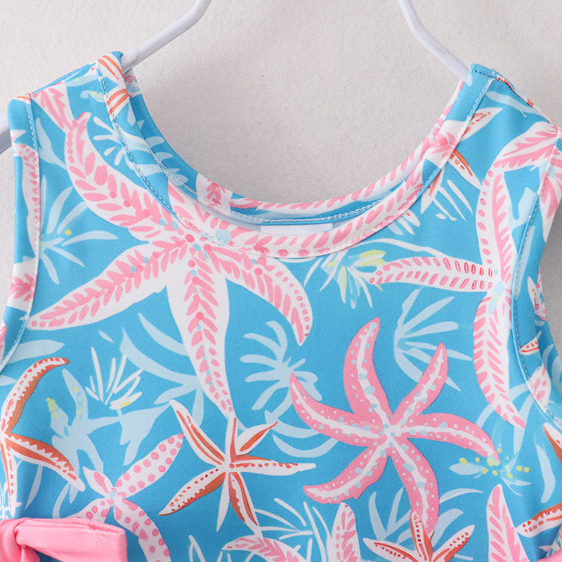 Blue Coral Starfish Print Dress