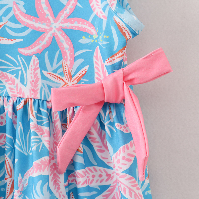 Blue Coral Starfish Print Dress