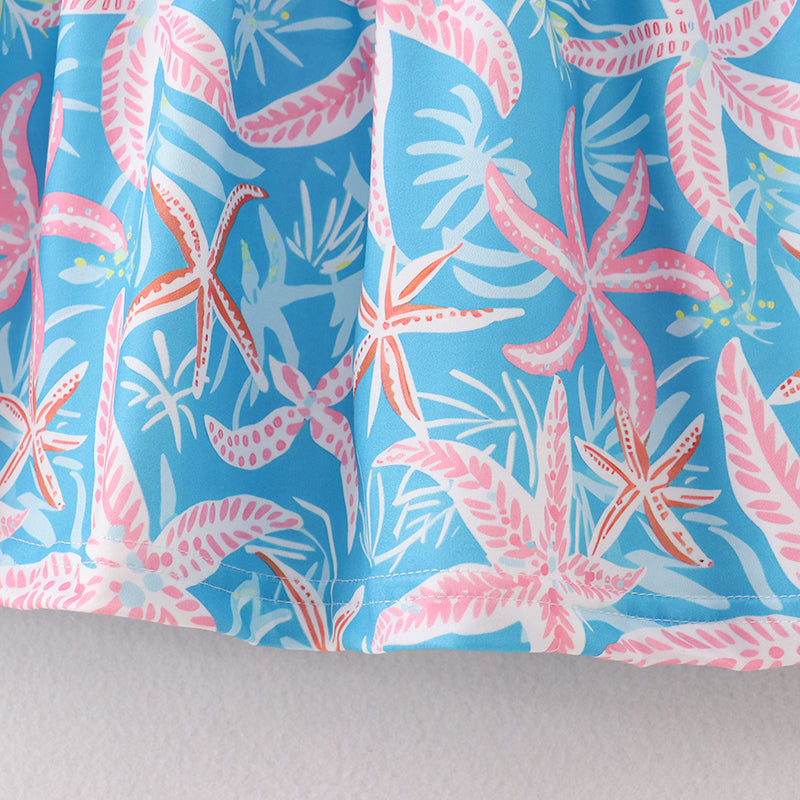 Blue Coral Starfish Print Dress