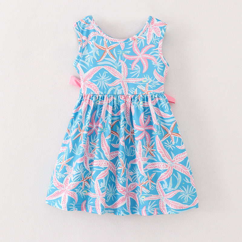 Blue Coral Starfish Print Dress