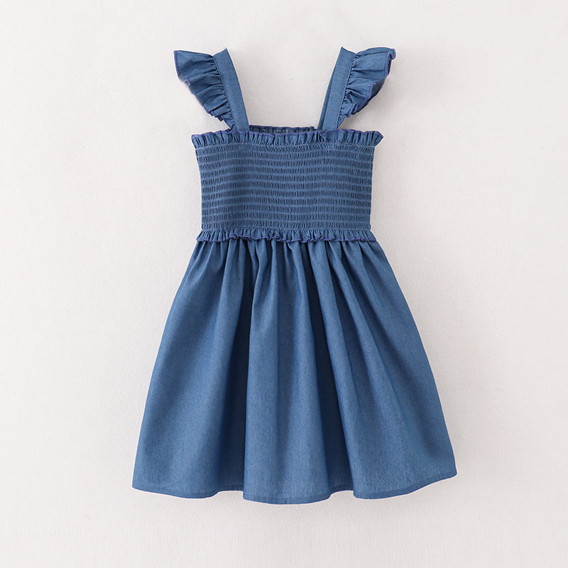 Blue Denim Smocked Dress