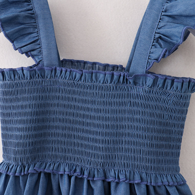 Blue Denim Smocked Dress