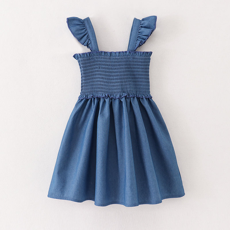 Blue Denim Smocked Dress