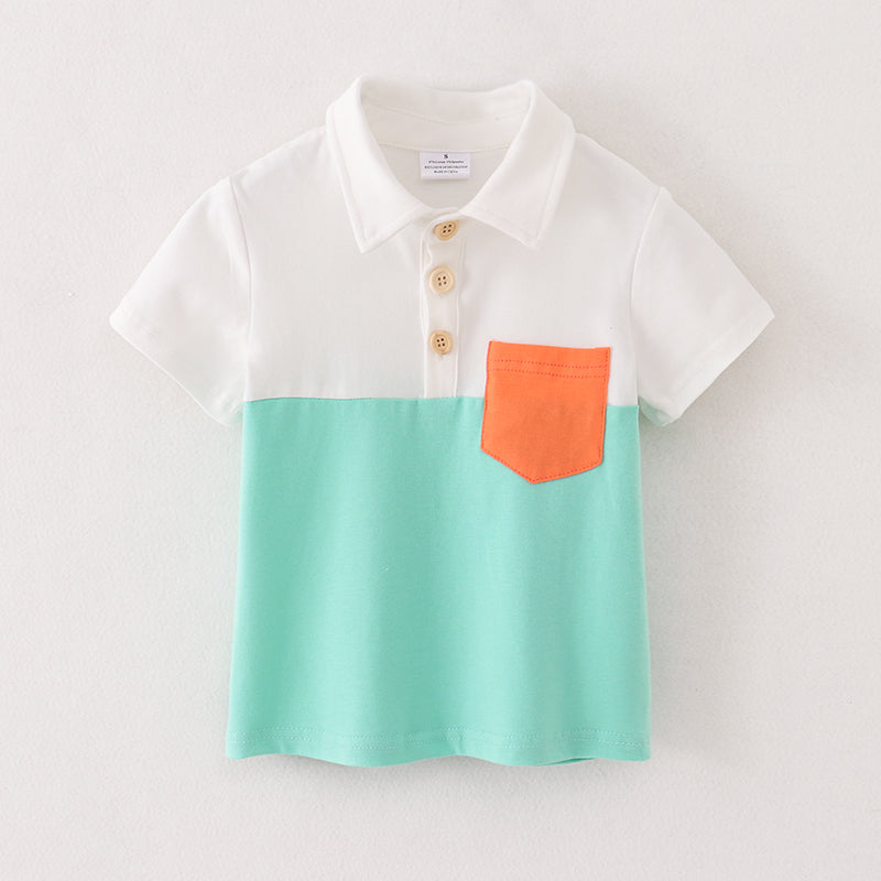 Boys White Mint Cotton Button Down Shirt