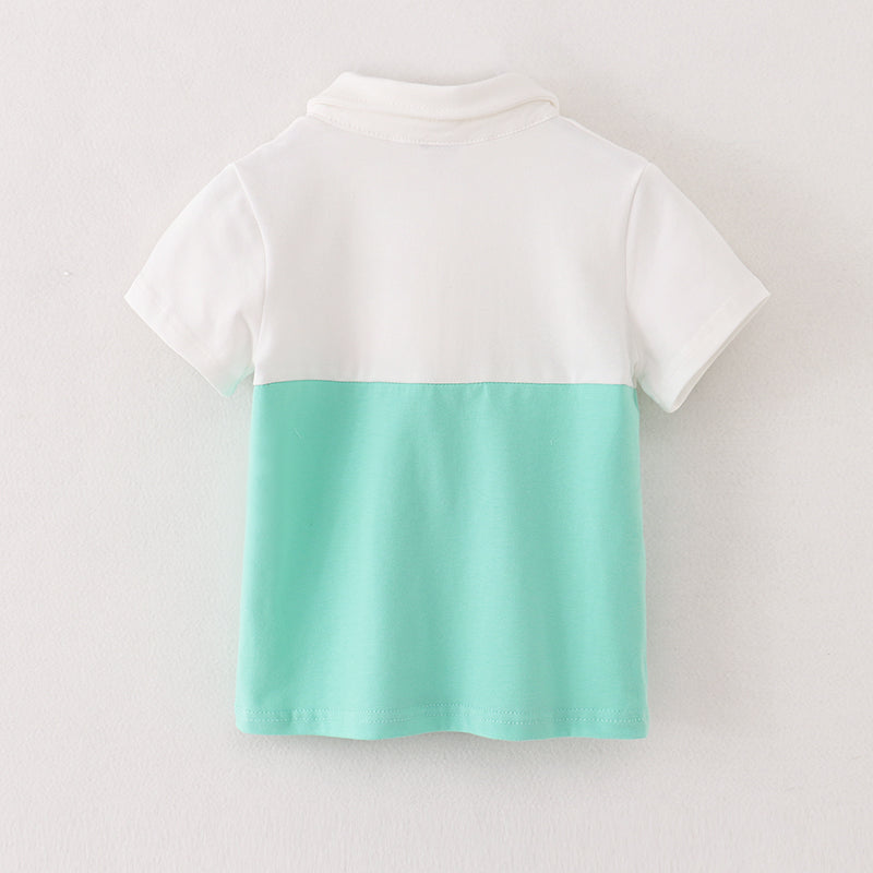 Boys White Mint Cotton Button Down Shirt