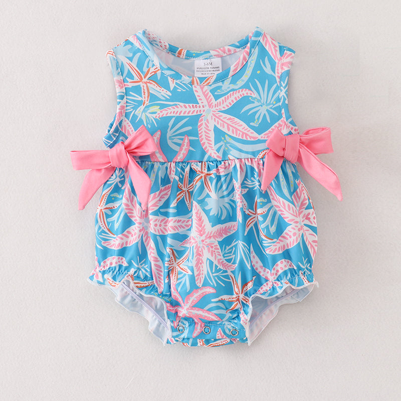 Blue Coral Starfish Print Romper