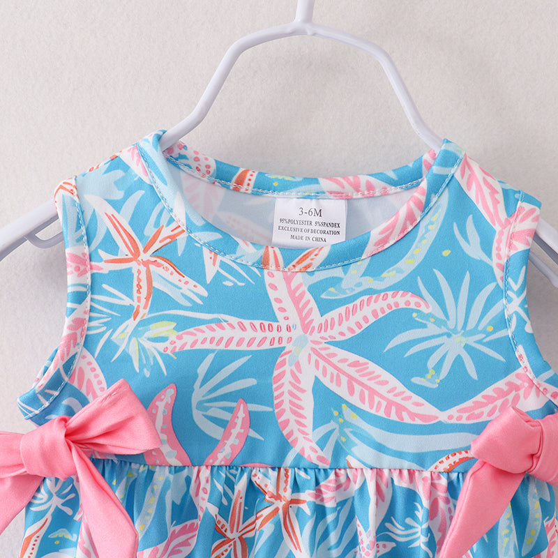 Blue Coral Starfish Print Romper