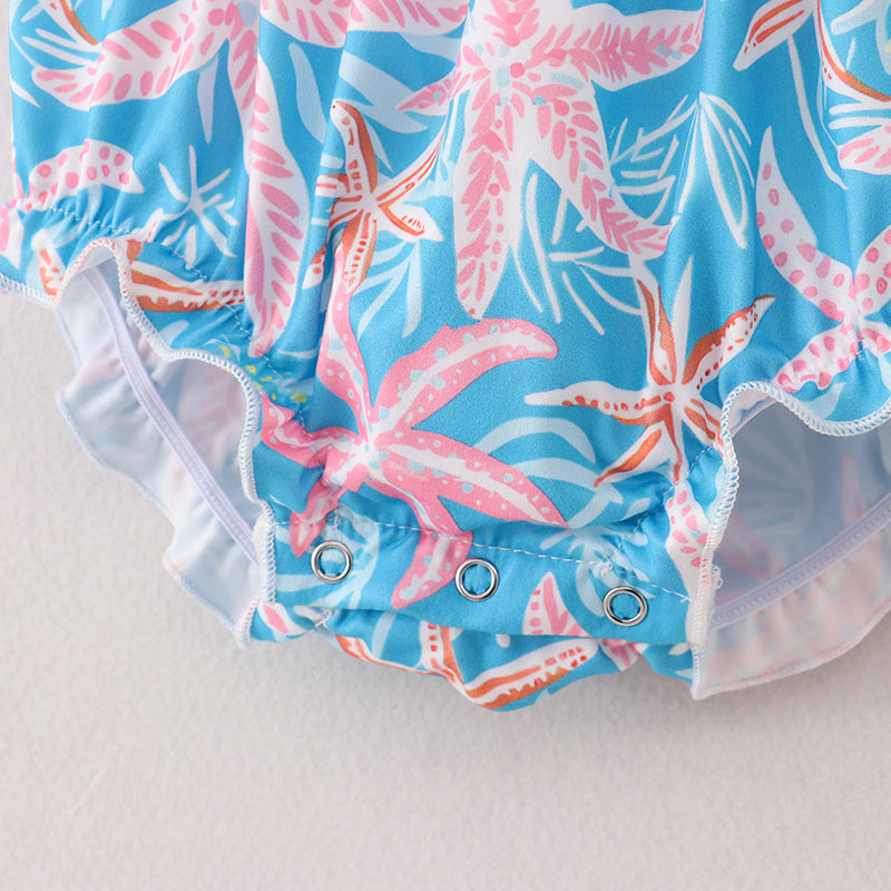 Blue Coral Starfish Print Romper