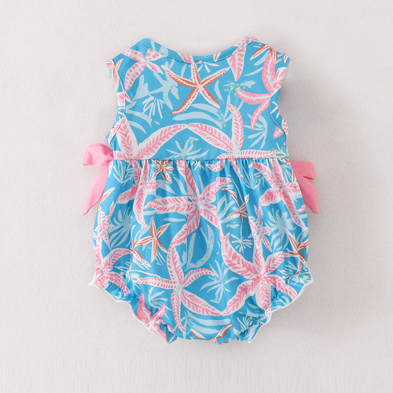 Blue Coral Starfish Print Romper