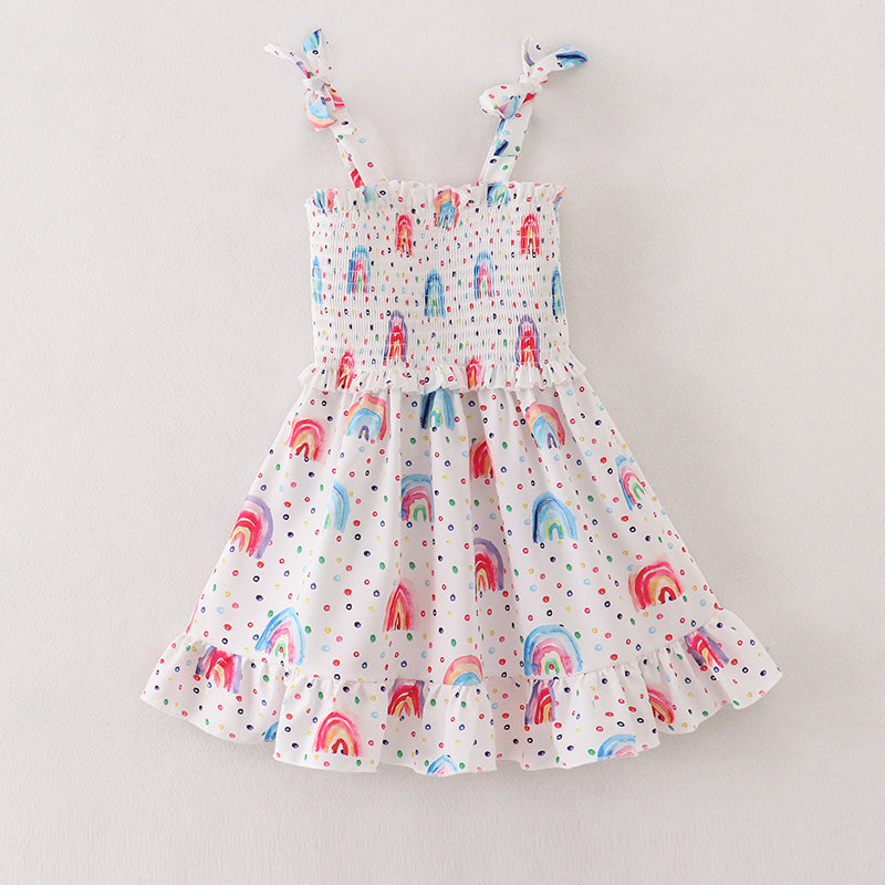 Rainbow Smocked Strap Dress