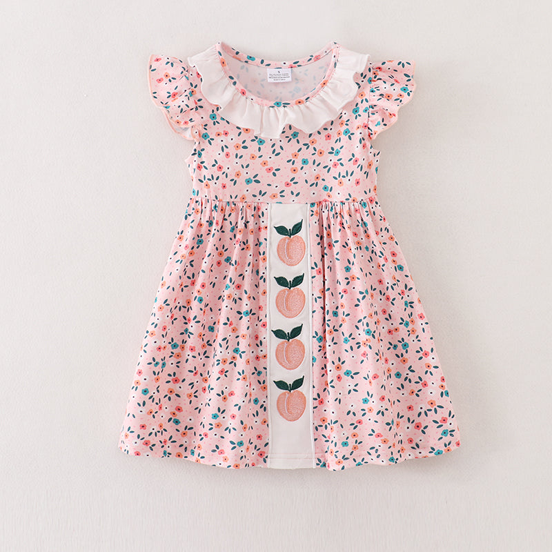 Pink Floral Peach Embroidery Dress