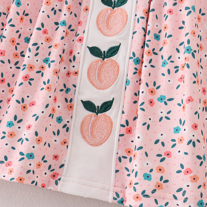 Pink Floral Peach Embroidery Dress