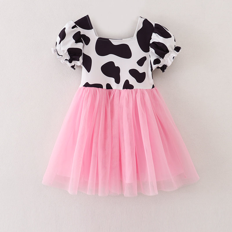 Cow Print Pink Tutu Skirt Dress