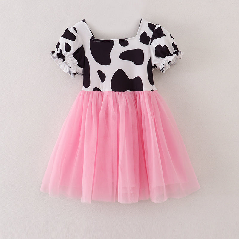 Cow Print Pink Tutu Skirt Dress