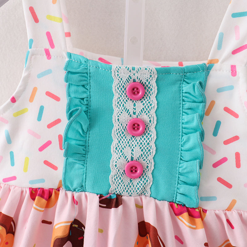 Donut Print Turquoise Shorts Set