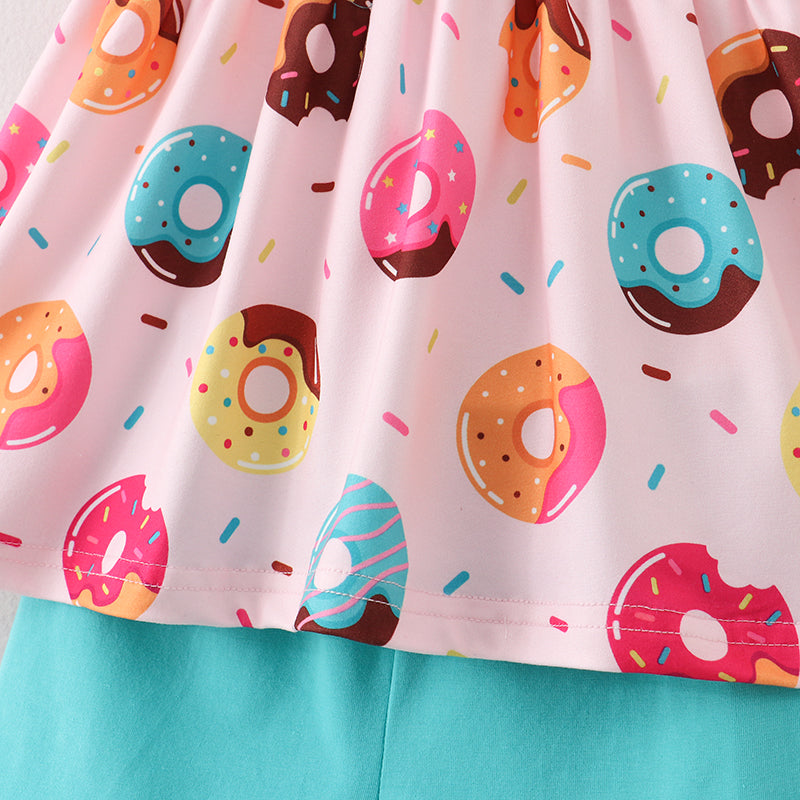 Donut Print Turquoise Shorts Set