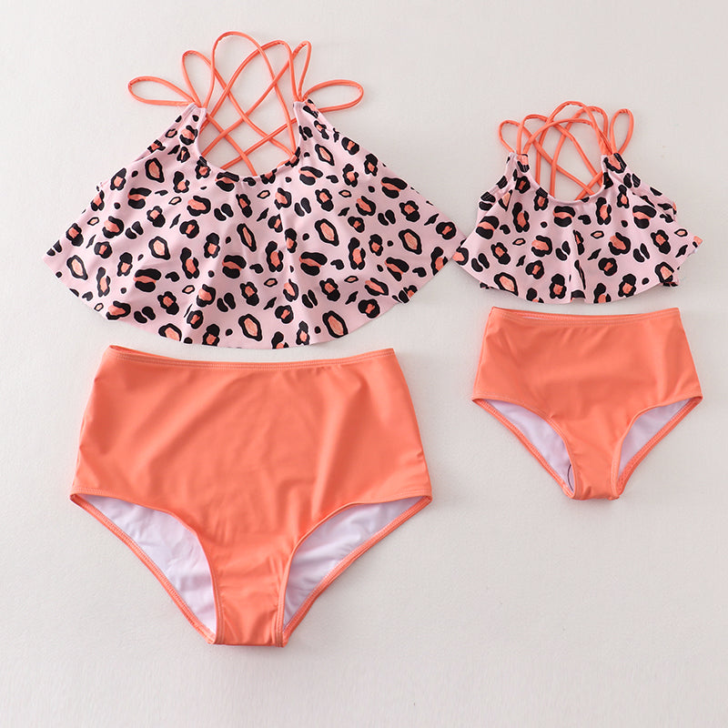 Orange Leopard Mommy & me2 Pcs Swimsuit