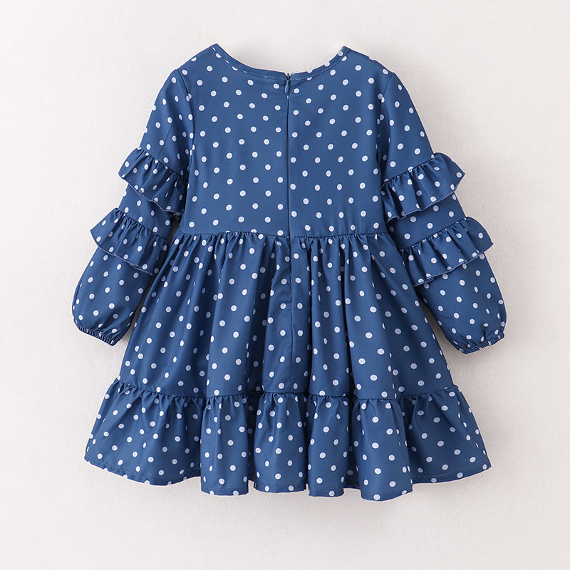 （In Stock E23-1-1）Mommy and Me Wave Point Print Chiffon Dress