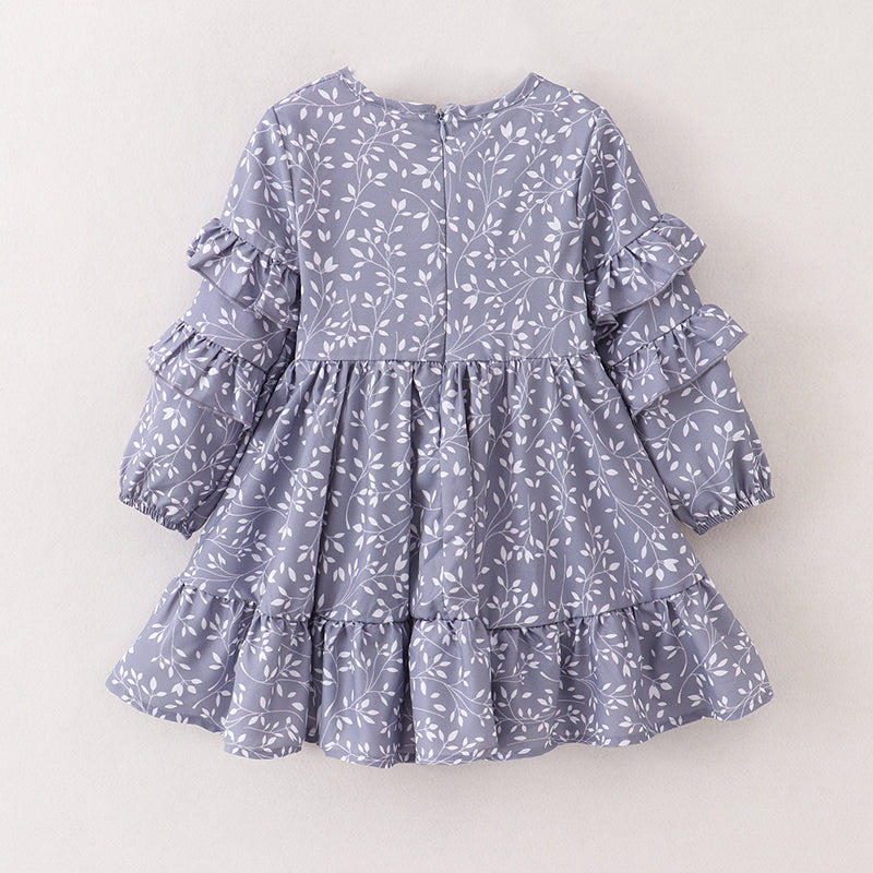 （In Stock E21-1-2）Mommy and Me Leaf Print Chiffon Dress