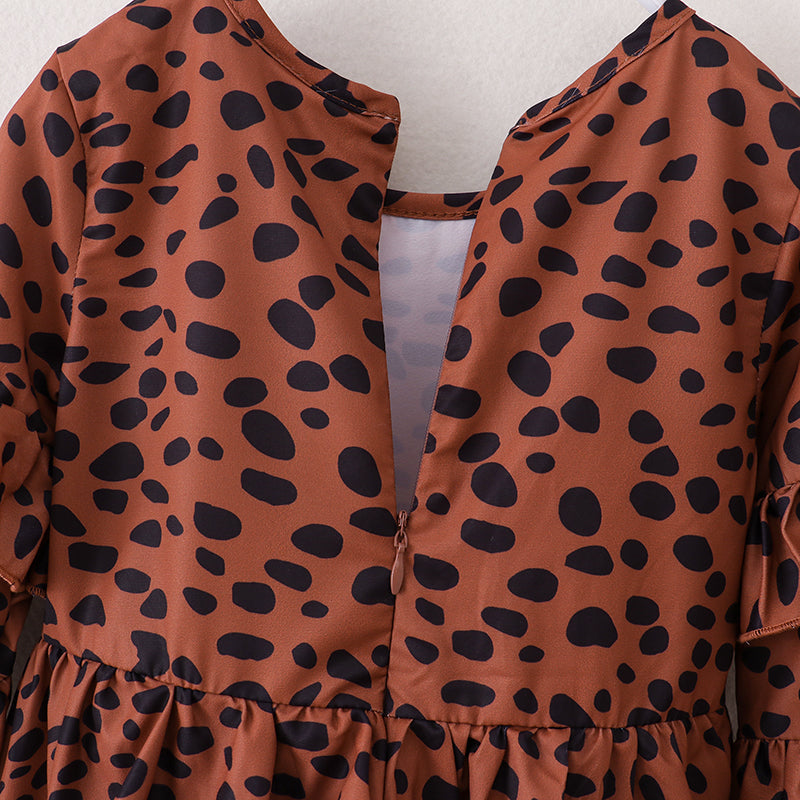 (In Stock E04-02-03 E04-01-01)Fall Mommy & Me Leopard Chiffon Dress