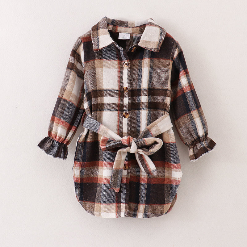 （In Stock E28-3-3）Mommy and Me Fall＆Winter Flannel Plaid Shacket