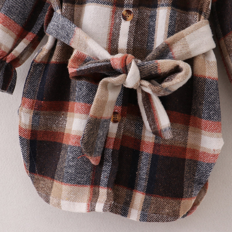 （In Stock E28-3-3）Mommy and Me Fall＆Winter Flannel Plaid Shacket