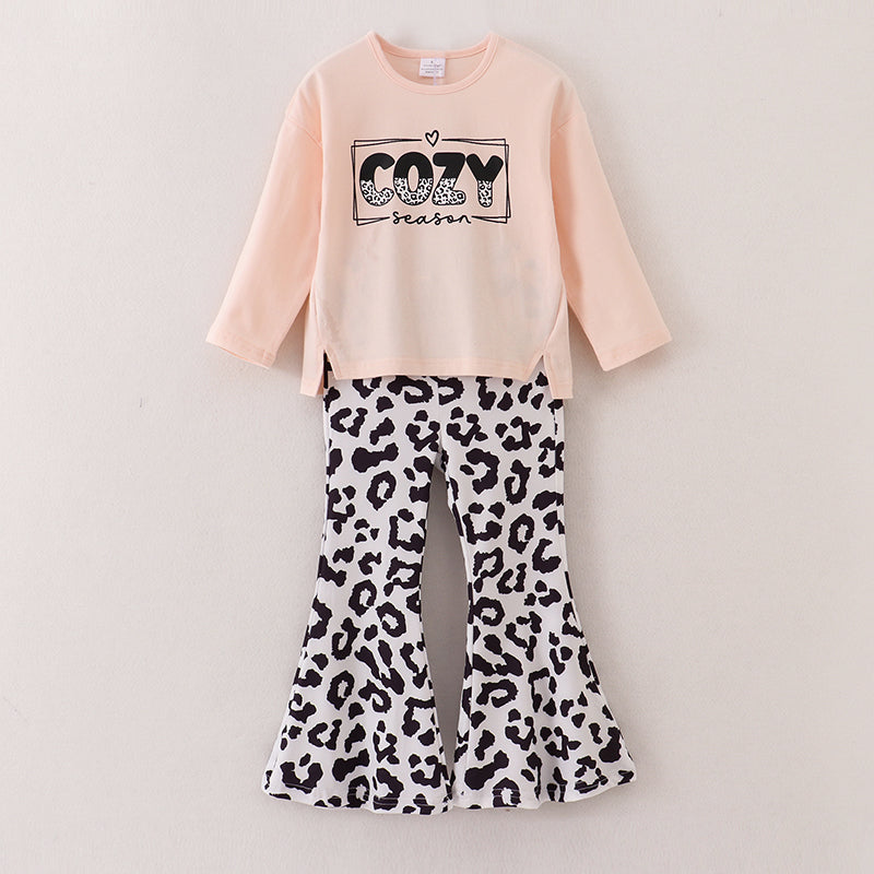 （In Stock E5-3-1）Girls Leopard Print Outfit Set